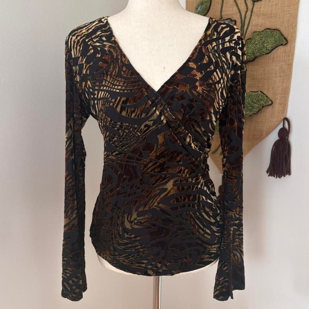 Burnout Velvet Animal Print Blouse